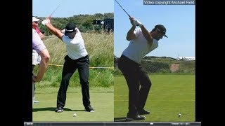 Jon Rahm golf swing  Long Iron faceon amp downtheline July 2017 [upl. by Carpet]