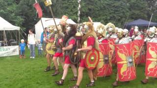 Roman Reenactment at the Amphitheatre in Caerleon Marching In [upl. by Nolyd]