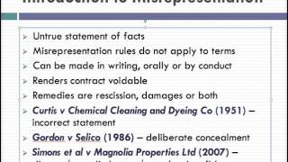 Misrepresentation Lecture 1 of 4 [upl. by Remos563]